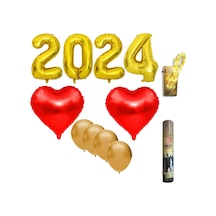 2024 Yılbaşı Süsleme Seti Gold Kırmızı ,kalp Balon , Konfeti ,pi