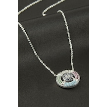 Dümen - 705 - Zirkon Taşlı Kolye - - Kmrsfres - Gümüş Rengi