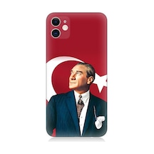 Apple Uyumlu  iPhone 12 Silikon Kılıf Mustafa Kemal Atatürk Ve Bayrak