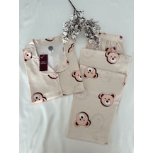 Mh Moony Homewears 2'li Kahve Ayıcık Penye Pijama Takımı Kahverengi