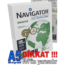 Navigatör A5 148 x 210 mm Navigatör Yarım Boy Fotokopi Kağıdı 500 Ad x 10 Paket