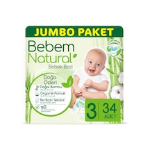 Bebem Natural Bebek Bezi 3 Numara Midi Jumbo Paket 34 Adet