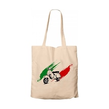 Vespa in Italy Krem Kanvas Bez Çanta Krem