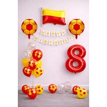 Sarı Kırmızı Futbol Temalı Doğum Günü Balon Seti 8 256
