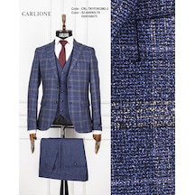 Fabio Cassel Slim Fit Mono Yaka Çift Yırtmaçlı Astarlı Takım Elbise Yelekli Saks Fabio Cassel Slim Fit Mono Yaka Çift Yırtmaçlı Astarlı Takım Elbise Yelekli Saks