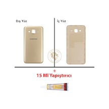 Samsung Galaxy J5 Gold Renk Arka Kapak + B7000 Yapıştırıcı Arka Cam Batarya Kapağı Pil Kapağı Lazer Kesim Back Cover Galaxy J5 Uyumlu