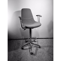 Tekerlekli Gri Deri Rahat Kollu Bar Sandalye Modelleri Gri