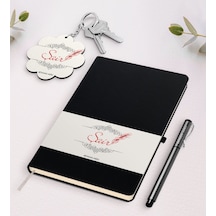 Kişiye Özel Şair Siyah Defter Kalem Ve Anahtarlık Seti