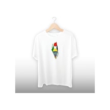Filistin Harita Detaylı Unisex Tişört Beyaz