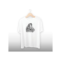 Rapunzel Çizim Detaylı Unisex Tişört Beyaz
