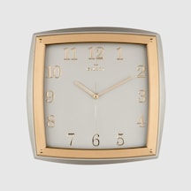 Dekoratif Duvar Saati Gri / Gold Kabartma Rakamlı 30 Cm Altın