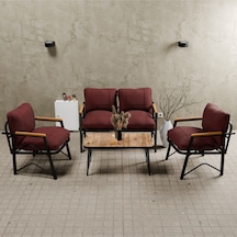 Mb Garden Furnıture Simetri Model, Balkon, Bahçe, Cafe, Metal Koltuk Takımı, Bahçe Takımı ,çay Seti , 2+1+1+ Orta Sehpa Bordo