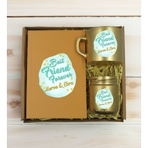 Bk Gift Kişiye Özel İsimli Dtf Best Friend Temalı Gold Defter & Kahve Fincanı & Mum Hediye Seti-2, Arkadaşa Hediye, Doğum Günü Hediyesi Kobitmeyencom3