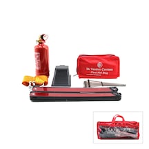 2li Set 4 Gen Çanta 7pcs + 38pcs Oto Trafik Seti + İlk Yardım Seti Yangın Tüpü 1kg 2pcs Reflektör Bez Kemer Çekme Halat 2.9mt Araç Takoz Buz Kazıma Set Çantası 4801