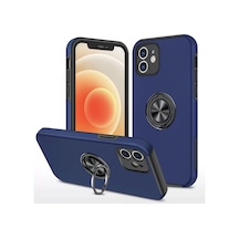 Newface Apple İphone 12 Kılıf Elit Yüzüklü Kapak - Lacivert