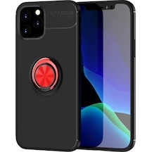 Newface  Apple  Uyumlu iPhone 12 Kılıf Range Yüzüklü Silikon - Siyah-kırmızı