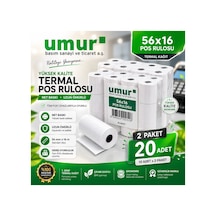 56x16 Mm Termal Pos Rulosu Pos Kağıdı 20 Adet 2 Paket X 10 Adet