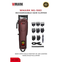 Wmark Ng-1001 Şarjlı Saç Kesme Makinesi Bordo Led Ekran, Uzun Süreli Kullanım, Berber Tipi Clipper 3-4 Saat