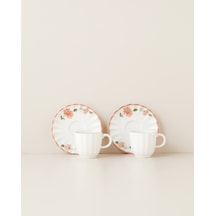 English Home Rosel Porselen 4 Parça 2 Kişilik Kahve Fincan Takımı 95 Ml Somon