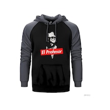 La Casa De Papel Professor Gri Reglan Kol Kapşonlu Sweatshirt Gri La Casa De Papel Professor Gri Reglan Kol Kapşonlu Sweatshirt Gri