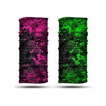 Dair Pembe Yeşil Boya Desenli 2'li Set Boyunluk Bandana Outdoor Balaklava Yüz Maskesi Kafa Bandı