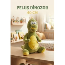 Şirin Dino Peluş 40 Cm Sevimli Ve Konforlu Uyku Yastığı Ve Sarılma Arkadaşı Dekoratif Oyuncak Yeşil