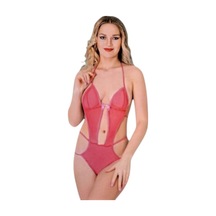 Onsekiz18shop Fantezi Tül Tanga Bodysuit Pembe