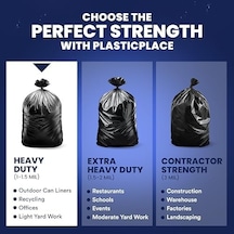 Plasticplace T55129bk 55-60 Galon Çöp Torbası 1,2 Mil - Siyah Çöp Kutusu Astarları - 35" X 54" 90 Adet