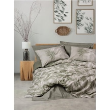 Box Ranforce%100 Pamuk Tek Kişilik Nevresim Seti- Haki Yeşili &amp Yaprak Desenli Tasarım - Frond Mint 160 X 220 Genel