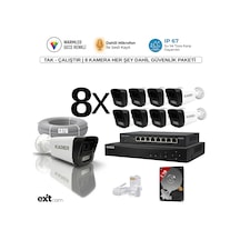 8'li Ip-5mp-poeli-sesli -gece Renkli- Su Geçirmez- Full Hd-1tb-güvenlik Kamera Seti