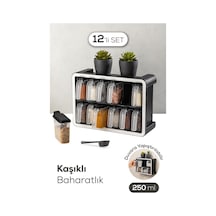 Vienev 12li 250 Ml Standlı Kendinden Yapışkanlı Kaşıklı Baharatlık Seti Antrasit