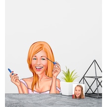 Kişiye Özel Bayan Karikatürlü Duvar Sticker 50X70CM 21