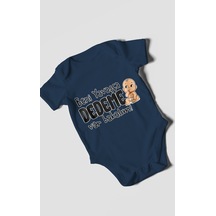 Morivokids Beni Yavaşça Dedeme Ver Bakalım Kısa Kollu Bebek Body %100 Pamuk Lacivert