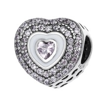 Nur Silver Taşlı Kalp Gümüş Charm - NUR-CM00415