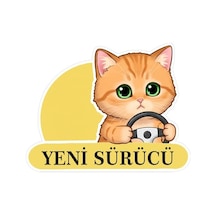 Yeni Sürücü Sevimli Kedi Araba Etiketi & Sticker - Çok Renkli - 20x15 Cm - Kendinden Yapışkanlı Abanoz