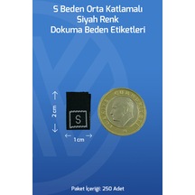 S Beden Orta Katlamalı Siyah Renk Dokuma Beden Etiketi 250 Ad.