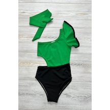 My Kids Wear Dekolite Modelli Kız Çocuk Mayosu Yeşil