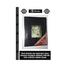 Özel Üretim Anı Hatıralar Kare Desenli Fotoğraf Albümü 200'lük 4x6 10x15 Albüm Siyah