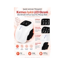 Şarjlı Isıtmalı Titreşimli Kırmızı Işıklı Led Ekranlı Diz Dirsek Omuz Uyumlu Masaj Aleti Beyaz
