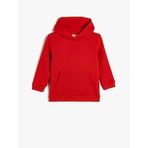 Koton Basic Kapşonlu Kanguru Cepli Uzun Kollu Sweatshirt Kırmızı 5wkb10106tk Kırmızı