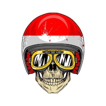 Maskeli Kuru Kafa Oto, Motorsiklet, Kask, Laptop Sticker 14x10 Cm