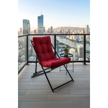 Napper Katlanabilir Kırmızı Şezlong - Su Geçirmez Kumaş, Metal İskelet, Balkon Ve Bahçe Sandalyesi Diğer