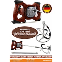 Böhrer Hb0404t Alman 3200w Devir Ayarlı Çift Şanzıman Yeni Nesil Elektrikli Boya Harç Çok Amaçlı Red Karıştırıcı