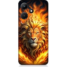İnfinix Hot 30i Uyumlu Alevler İçinde Aslan Desenli Silikon Kılıf Çok Renkli