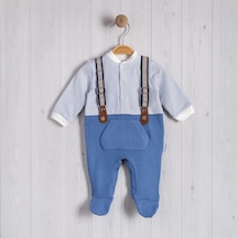 Lamato Baby Salopet Askılı Kangru Cepli Bebe Erkek Tulum Indigo