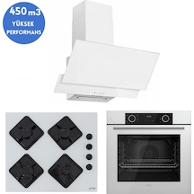 Ferre Ve Afm Tech Fryart Noora Beyaz XE63CB + FM2-BD2201 + FM3301 Ankastre Set