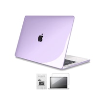 13" Apple Uyumlu MacBook Pro A2338 M1 Kristal Mor Kılıf Koruyucu + Ekran