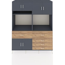 Kronos Gardrop 7 Raflı 5 Çekmeceli 6 Kapaklı 176x59x221 Antrasit-antrasit/çam Antrasit/çam