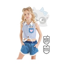 Rakun Kız Gömlek Denim Şort Takım