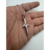 Naruto Kunai Figürlü İtachi & Sasuke Temalı Unisex Kolye 60 Cm Zincirli Anime Takı Gümüş